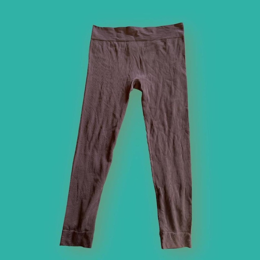 Brown ribbed leggings